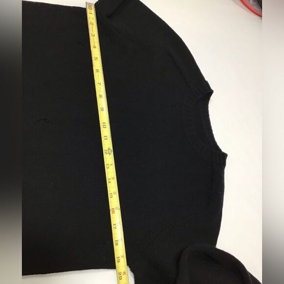 Re/Done Women Black Distressed Crew Neck Sweater Size Small - Picture 12 of 15